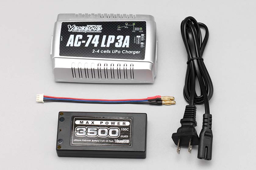 ヨコモ 充電器＆LiPoバッテリー5本＆バッテリーケース2個＆接続線