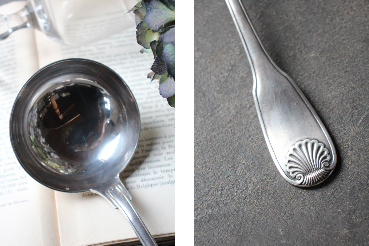 Q135 フランスBrocante クリストフル レードル スプーン