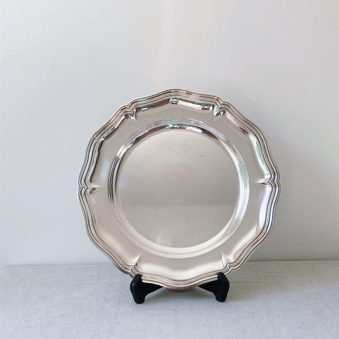フランス クリストフル製 シルバープレートの花リムプレート 大皿