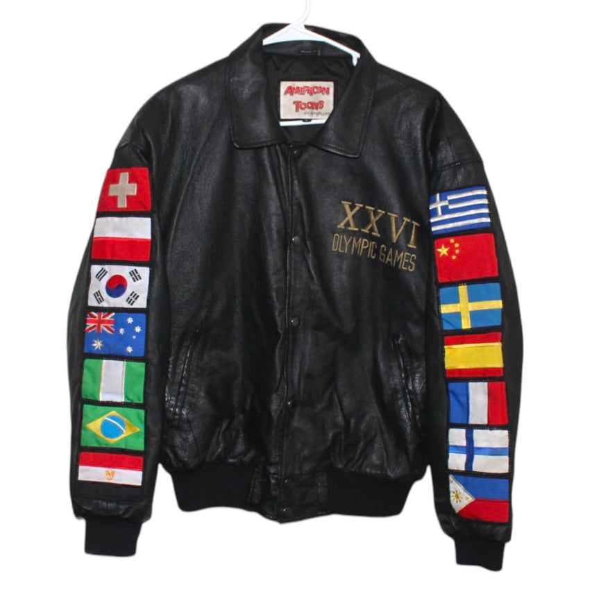 Rare 1996 Olympic Games American Toons Leather Jacket (S) – Retro