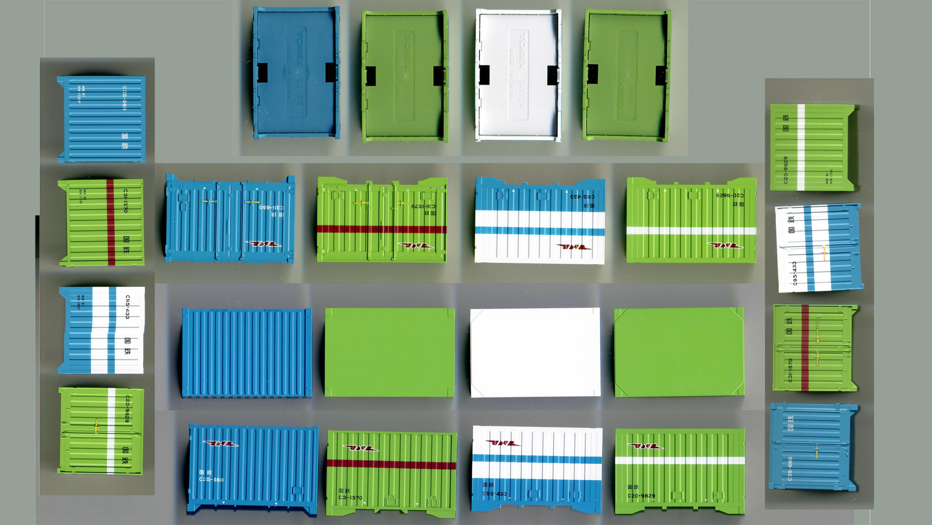 TOMIX HO-048】コキ50000系貨車3両セット+コキ4両の詳細矢視方向写真と