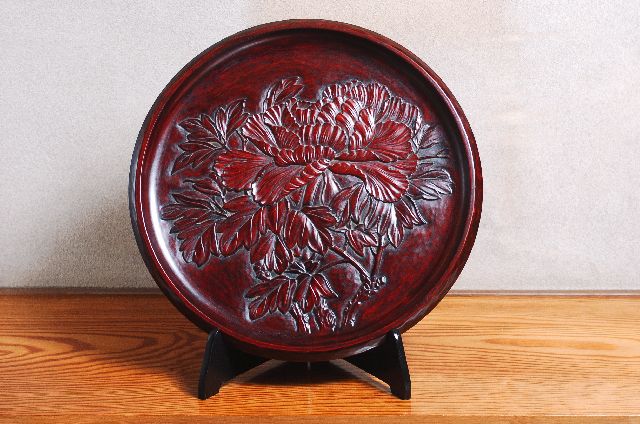 鎌倉彫 浩湖堂 古鏡盆 牡丹 商品詳細 鎌倉彫通販の鎌倉彫どっとコム 浩湖堂
