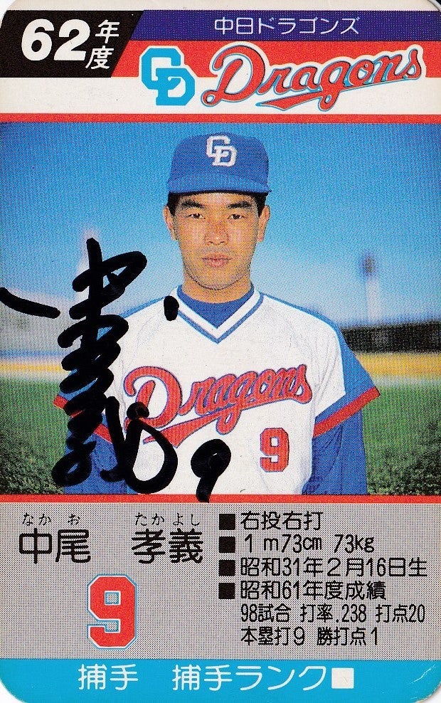 中日→巨人→西武 中尾 孝義さん | プロ野球カードとサイン