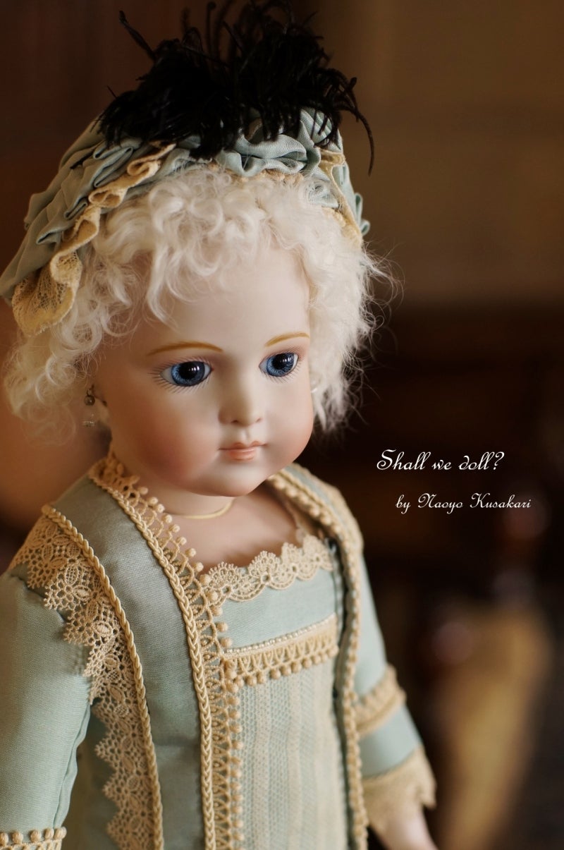 完成】FB-14モスグリーンドレスのジュモー(42cm) | 横浜・元町のビスク