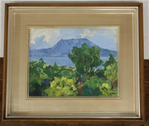 中古】M▽服部正一郎 油絵 油彩 風景画 鳴門 F3 (37733) 中古】M▽服部