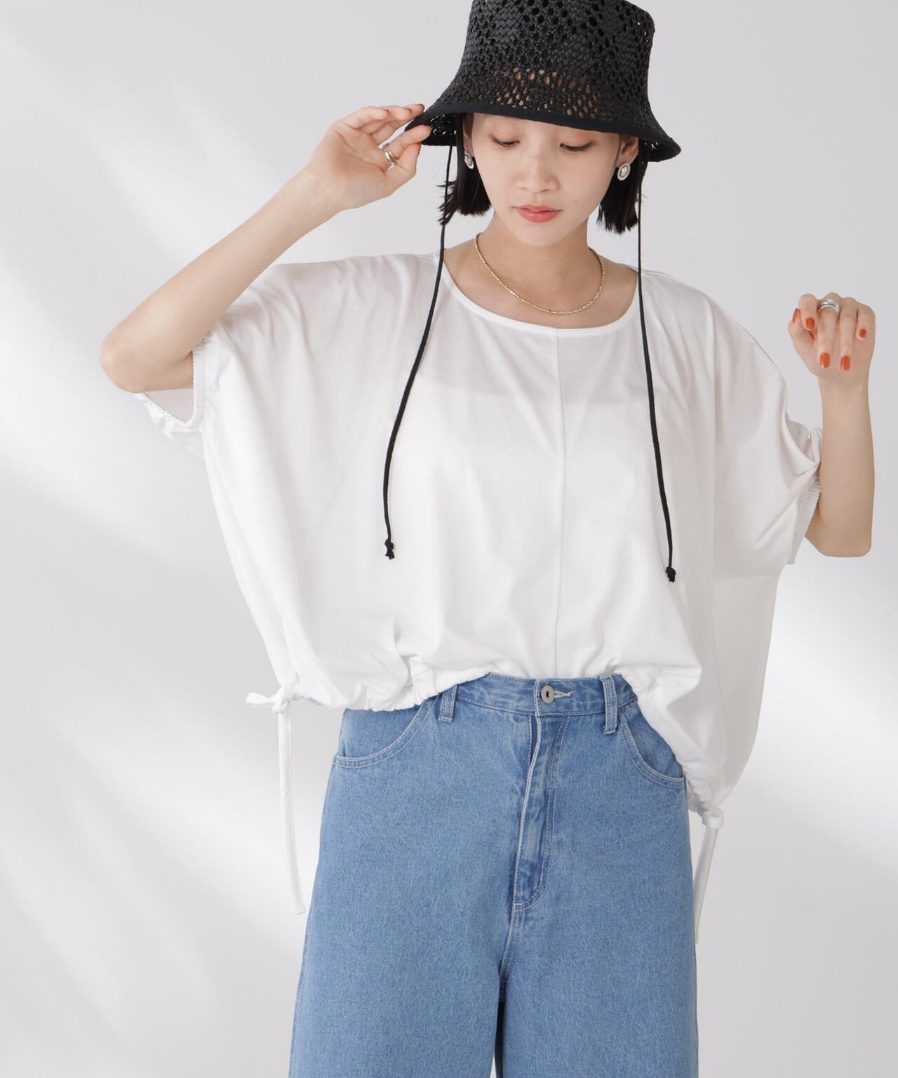 吸水速乾 抗菌 防臭 クロップド ドロスト トップス