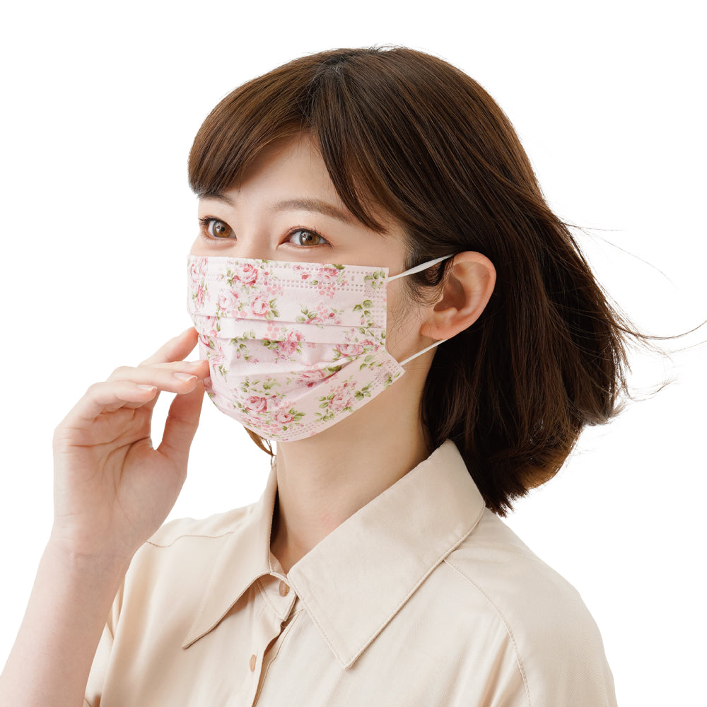 不織布マスク 花柄（3柄アソート：15枚入り）89809