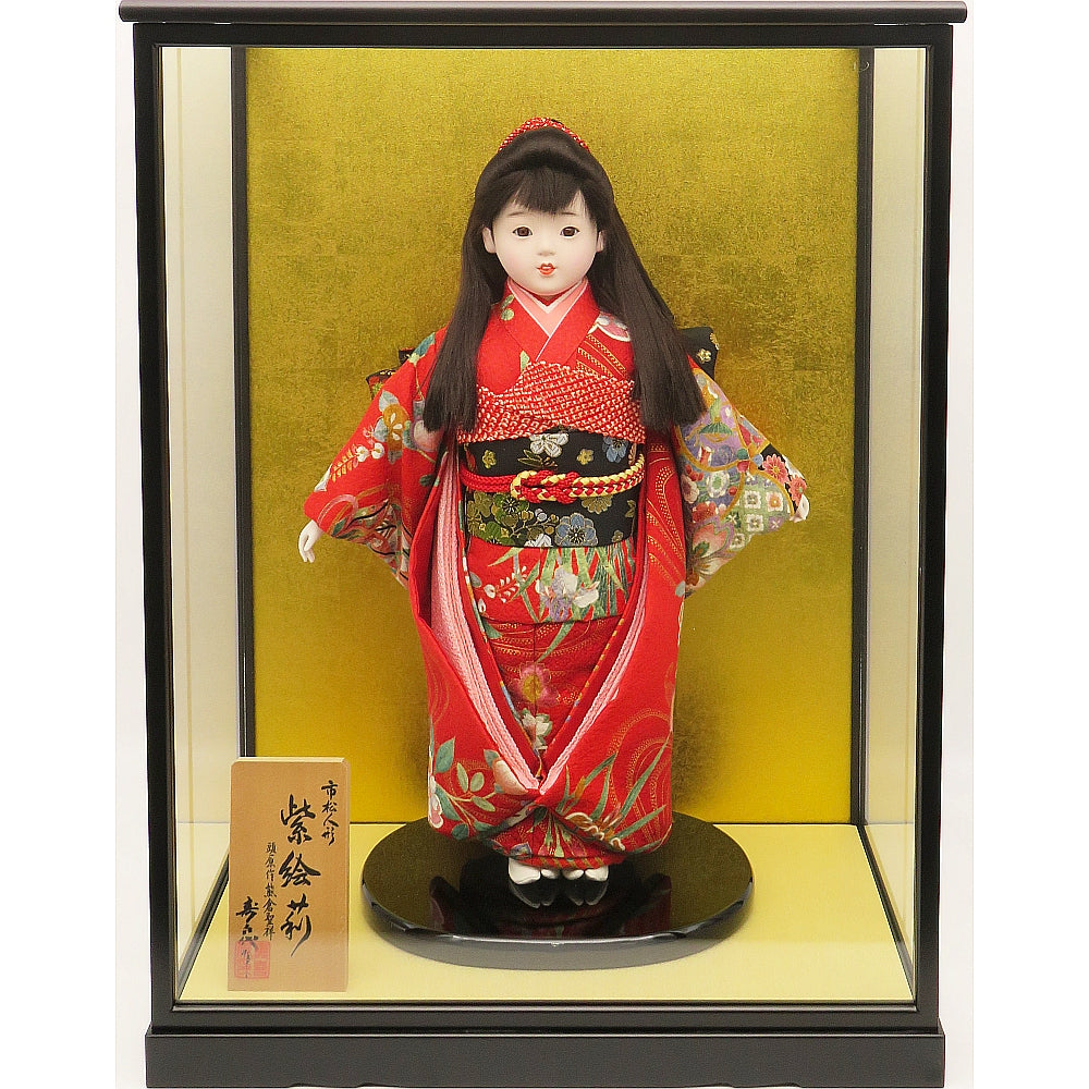 油絵 菅家令子 絵 絵画インテリア額付(白) F6-080118 市松日本人形