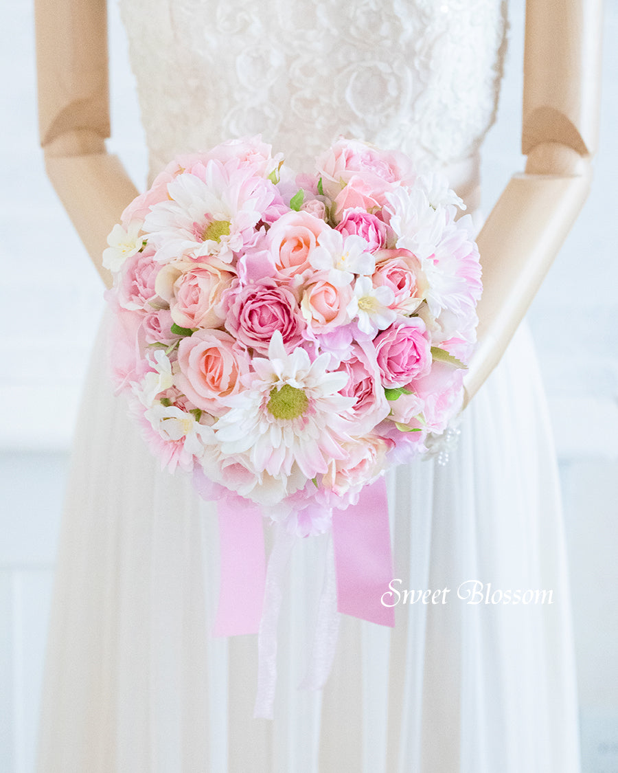 ハートブーケ＆ブートニア 【アーティフィシャルフラワのウェディング