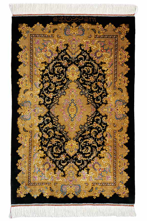 ペルシャ絨毯 クム産 ムラディ工房 シルク 約60cm x 90cm｜SATHI RUGS