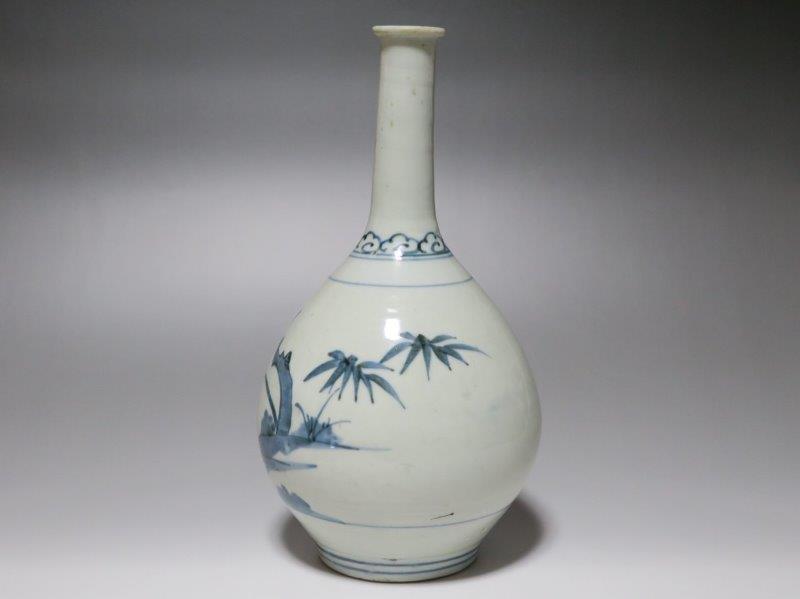 仙遊洞 切込焼 染付 松竹梅文 徳利