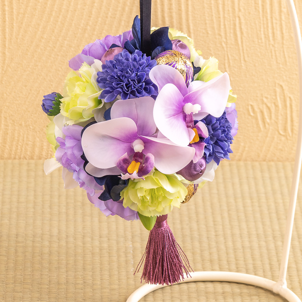 長寿祝い】アーティフィシャルアレンジメント「鞠華（パープル