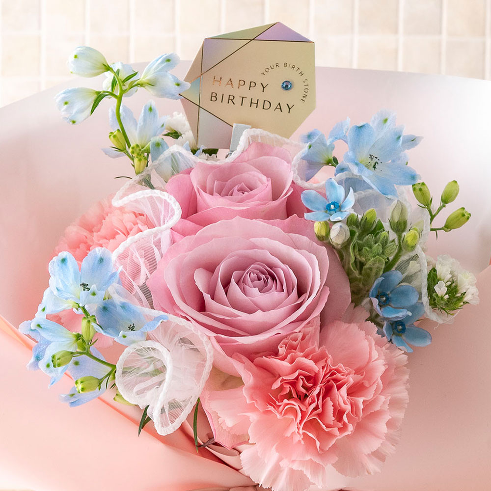 誕生石】3月 そのまま飾れるブーケ「アクアマリン」 | 花・花束を贈る