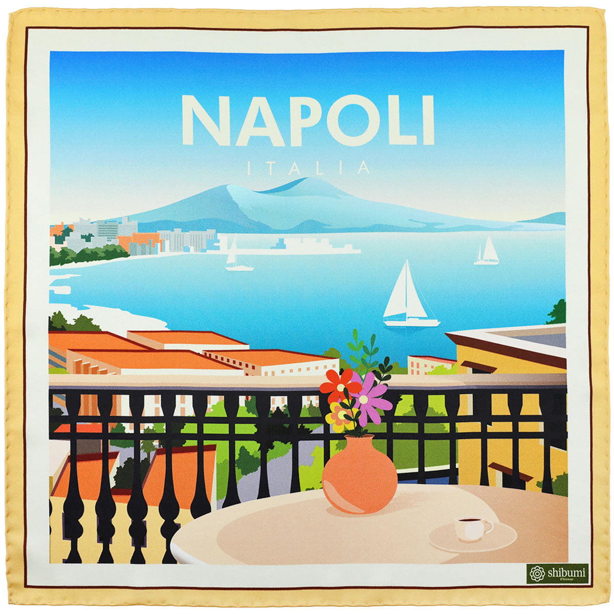 Napoli Travel Poster Silk Pocket Square - 40x40cm – Shibumi Firenze