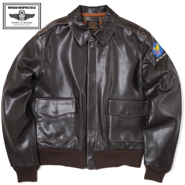 MORGAN MEMPHIS BELLE Type A-2 Classic Leather Flight Jacket, Dark