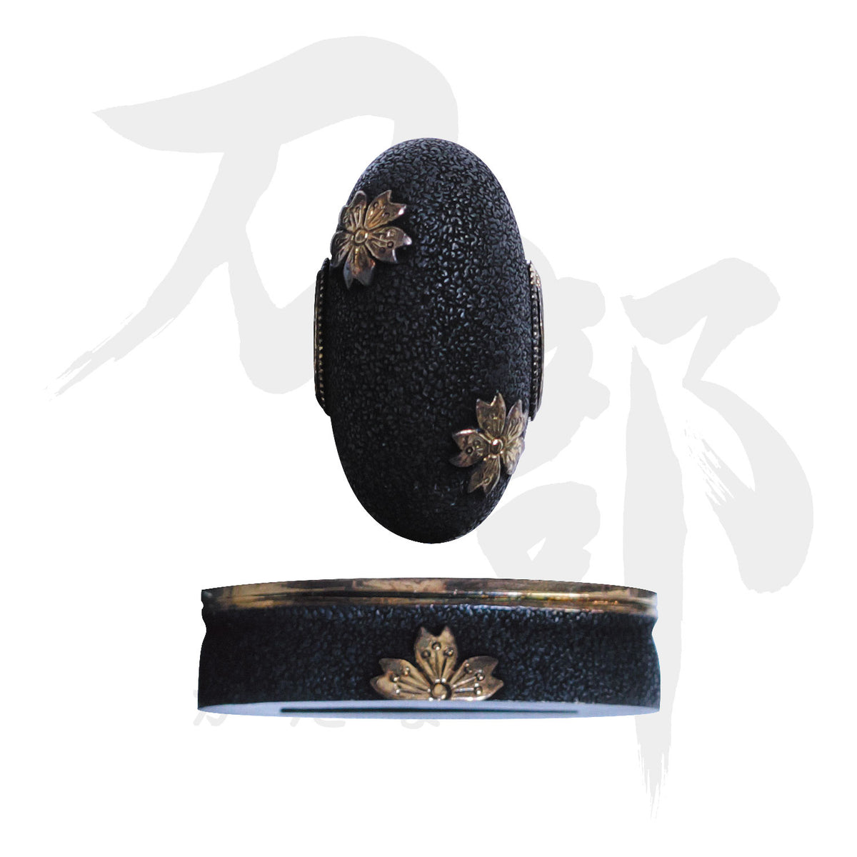 真鍮地 桜肥後図縁頭｜現代物金具の販売 刀部 かたなべ – 刀部