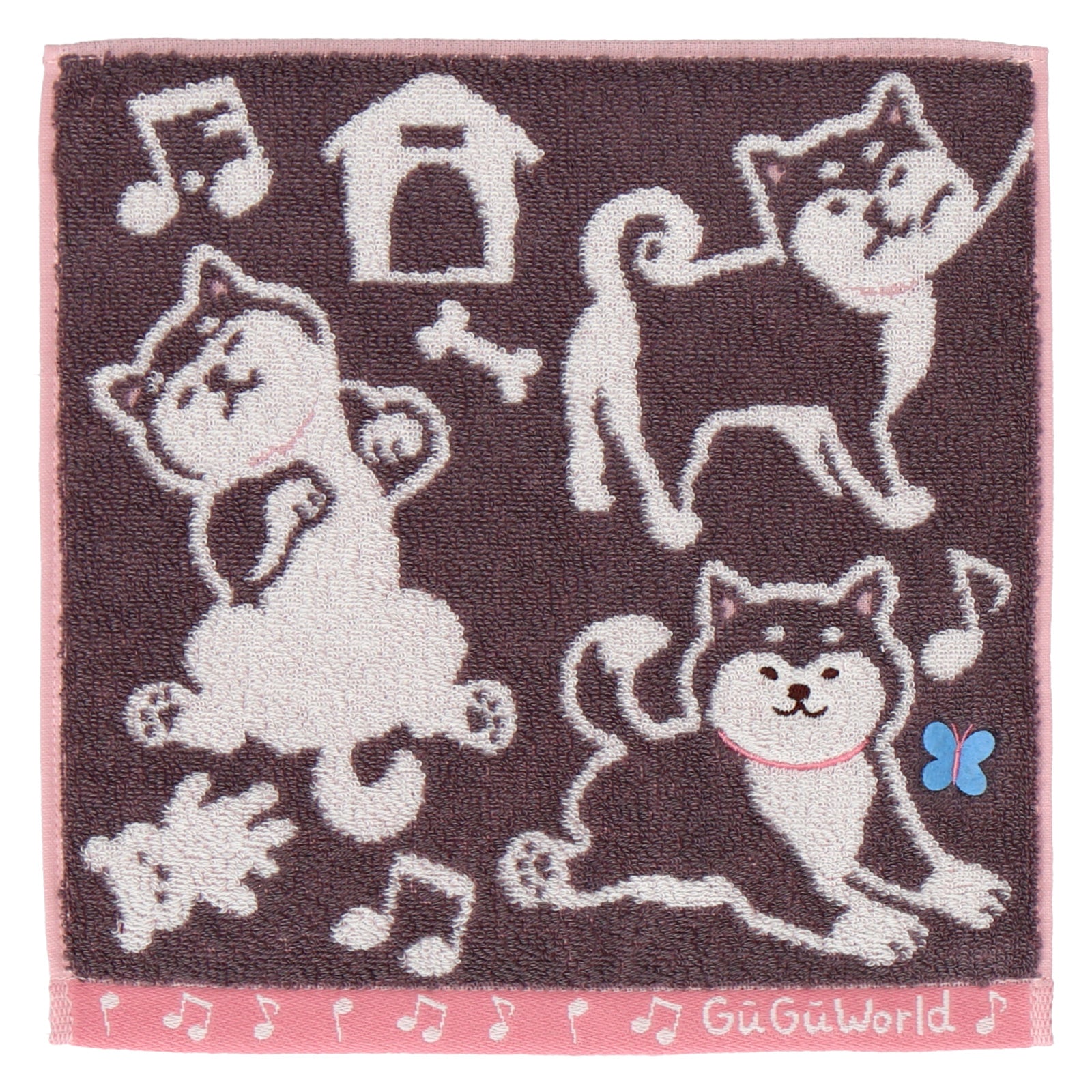 婦人タオルハンカチ 柴犬＆蝶々 #367c グレー – INTERMODE KAWABE