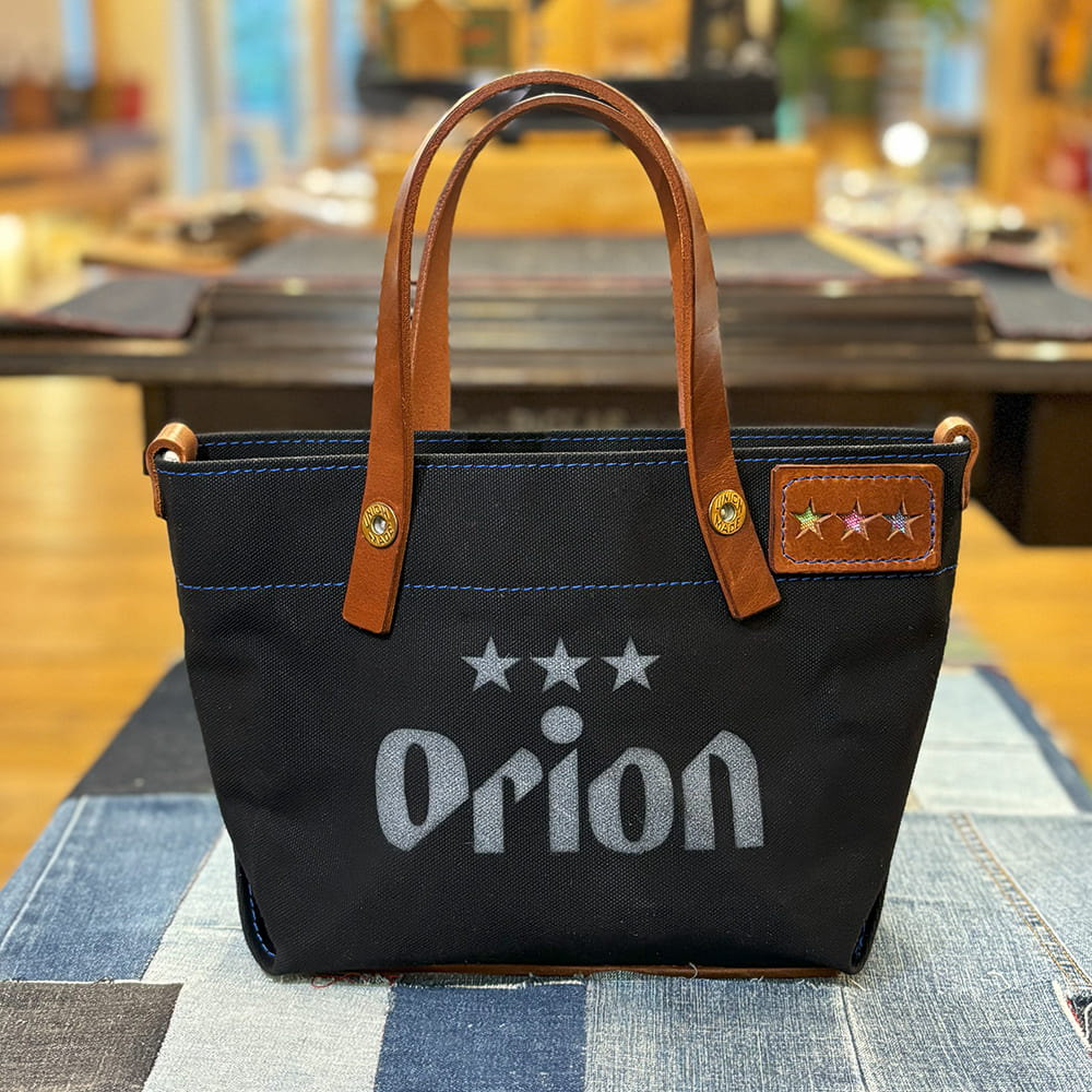 レザー×うらそえ織 帆布トート 小（カラー：ブラック） – オリオン