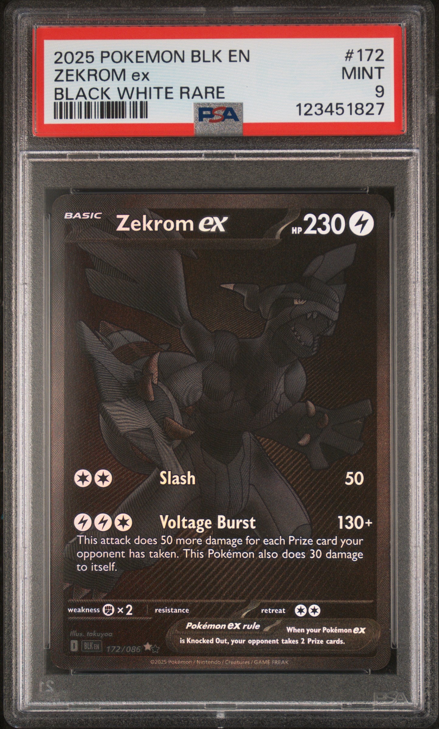 Zekrom Ex 2025 Pokemon Blk En-Black Bolt #172 Black White Rare PSA