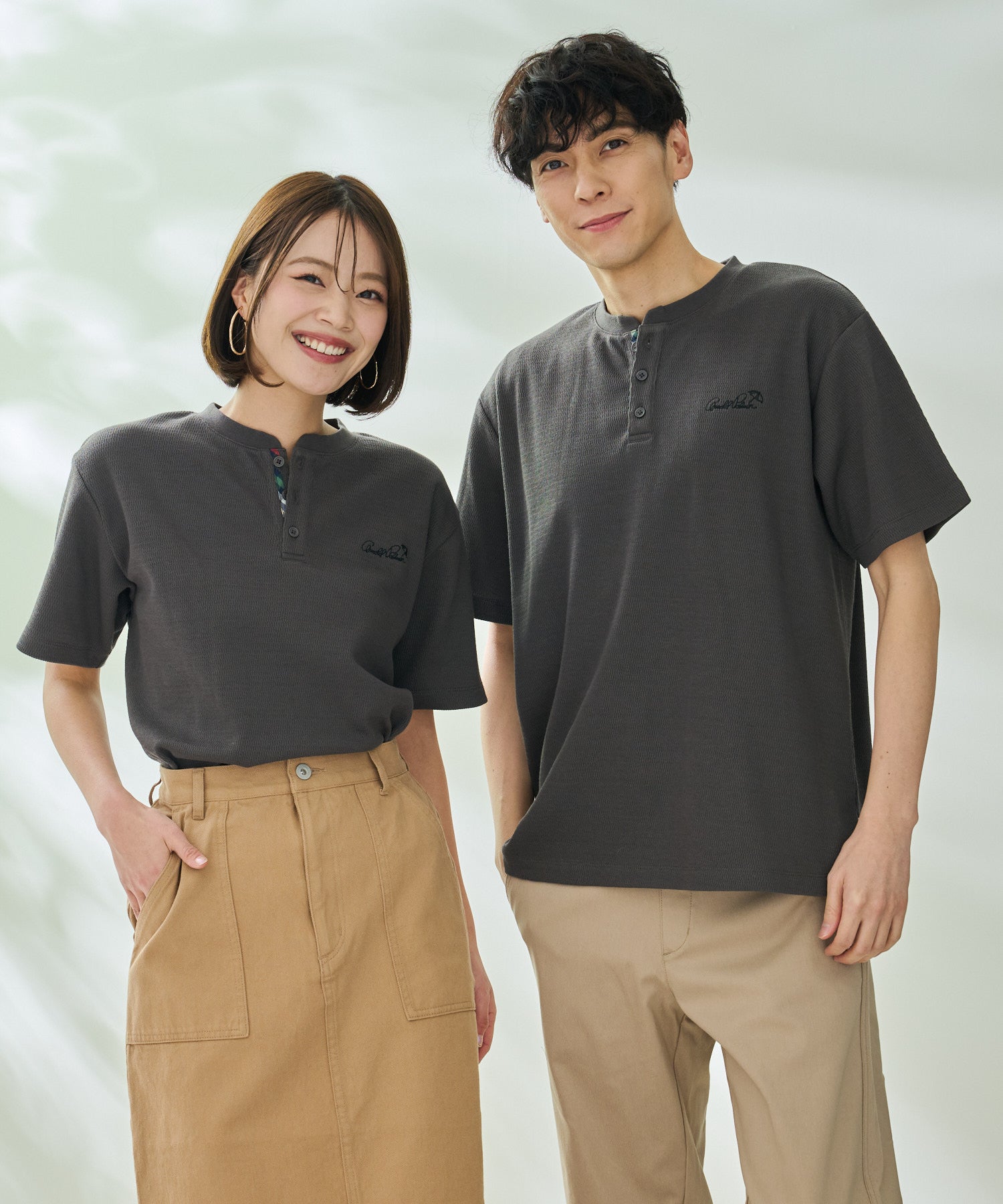 ハニカムワッフル シェア ヘンリーネックTシャツ（Tシャツ/カットソー