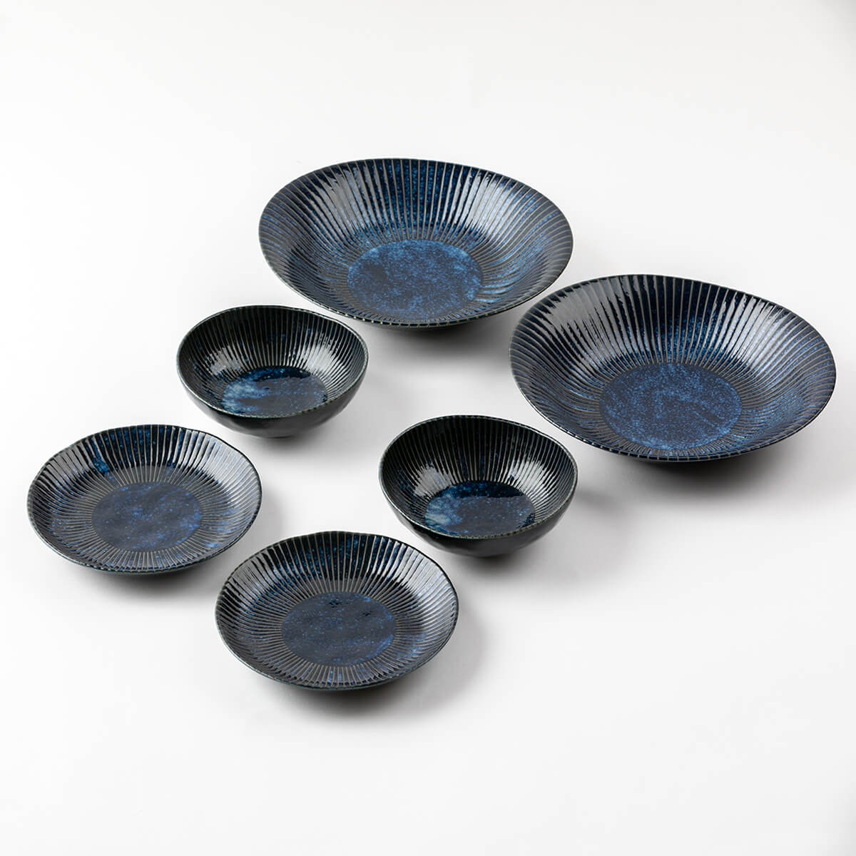 古窯群青 軽量カレー皿＆ボウル・プレート6点セット – 陶土う庵