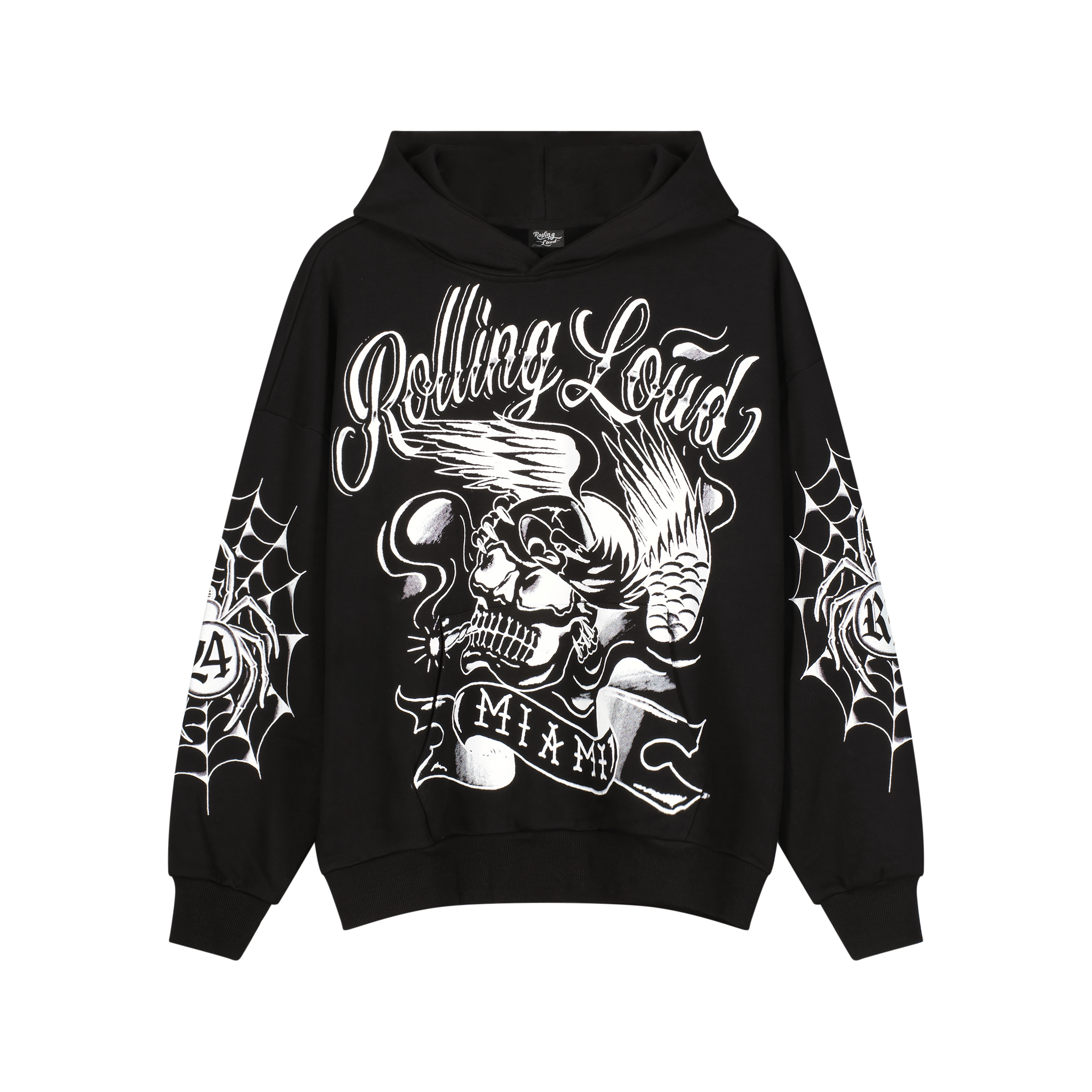 RL Miami 24 Web Ripper Black Hoodie | Rolling Loud