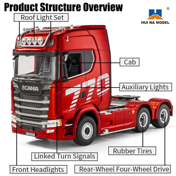 Huina RC 1501 Scania 770S 1:18 with RC Platform Semi Trailer 1502