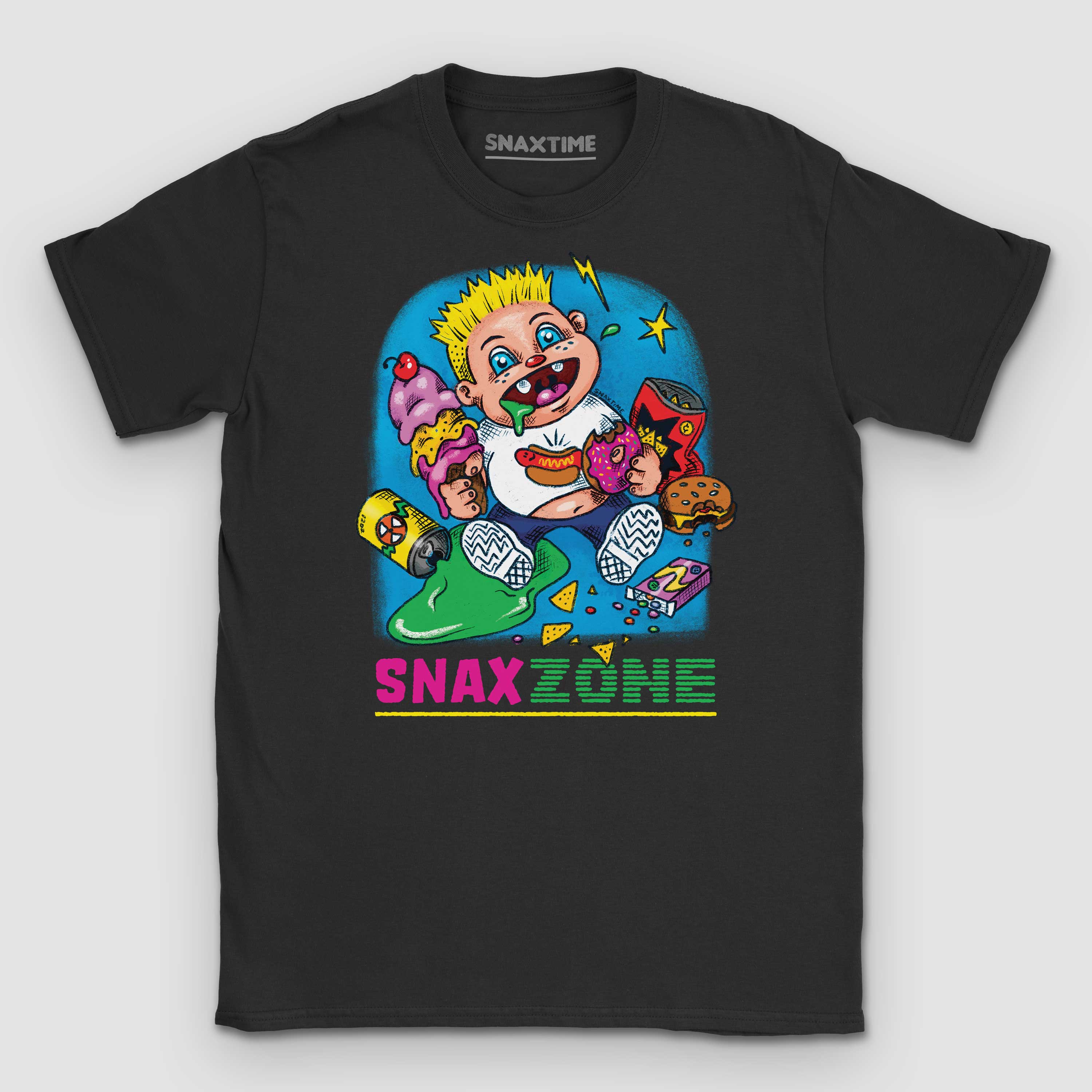 Junk Food 80s Style Cartoon Graphic T-Shirt | Snax Zone – Snaxtime
