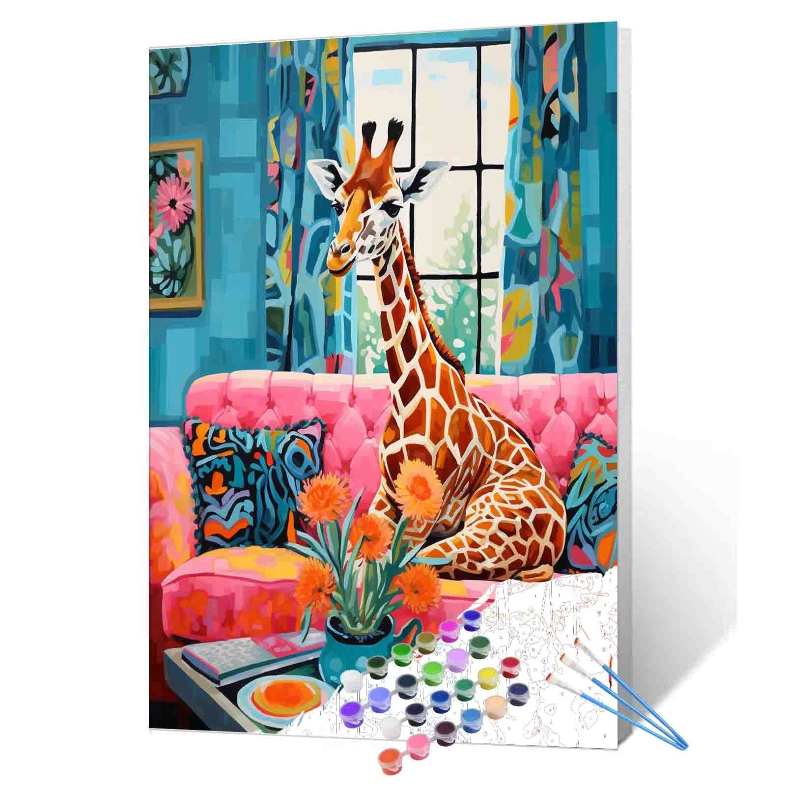 Giraffe Sitting on Sofa Paint by Numbers – Tucocoo