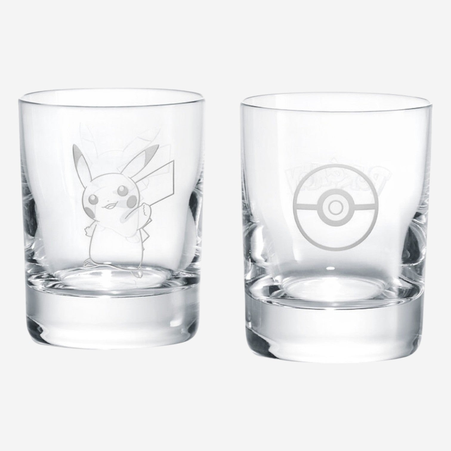 Baccarat Pikachu Poke Ball Engraved Crystal Tumblers Set of 2