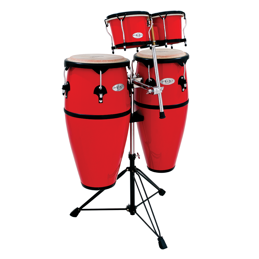 Synergy Fiberglass Conga & Bongo Set w/ Stand - Red – TOCA Percussion