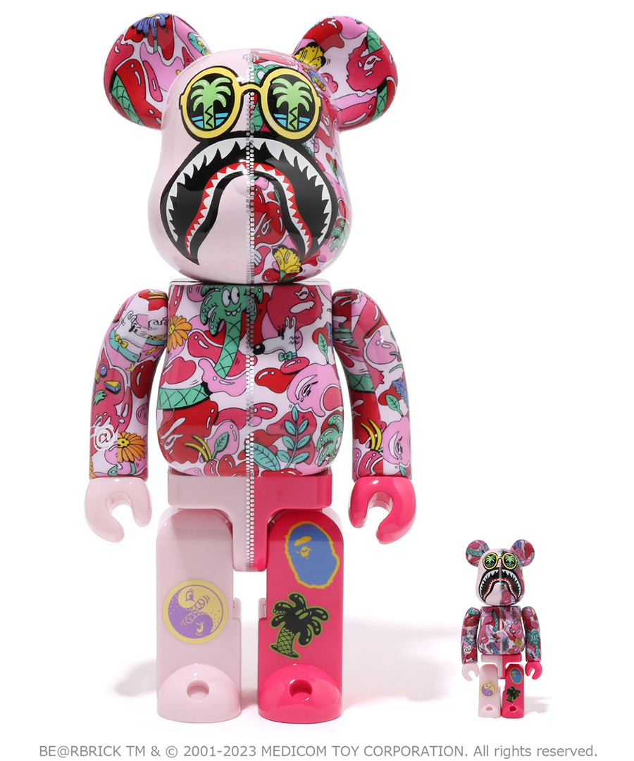 Steven Harrington - BAPE Shark Bearbrick 400% + 100% (Pink) ( Be