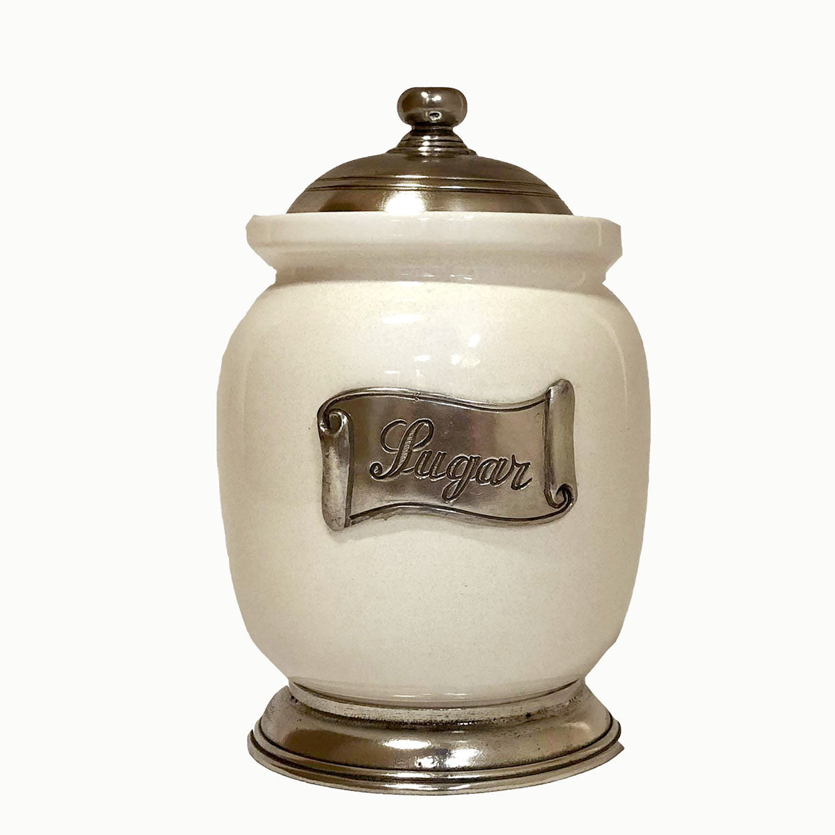 陶器とピュータ―のおしゃれなキャニスター / イタリア製 Mサイズ