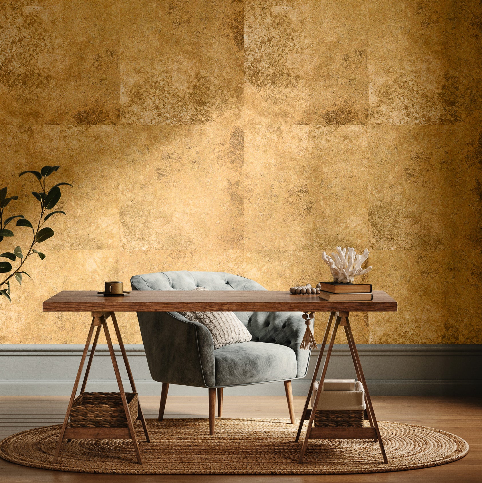 Vahallan Hand Painted Wallcoverings: Crushed Metal – Vahallan Hand