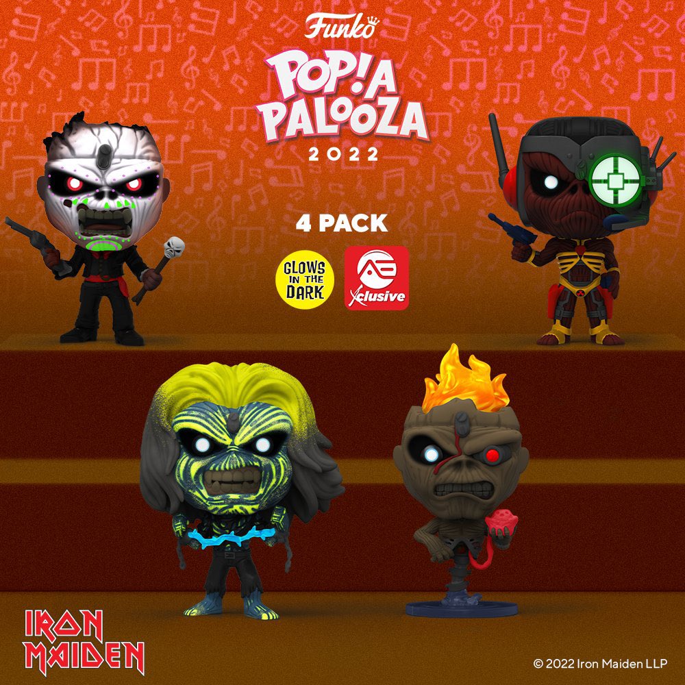 POP Rocks: Iron Maiden - Eddie 4PK Glow AE Exclusive – vRare