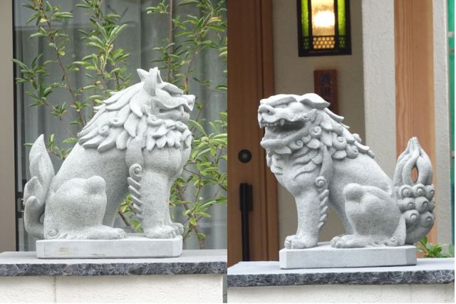 オリジナル狛犬 玄関前門柱