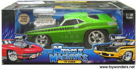 Muscle Machines - Plymouth Cuda (1970, 1:18, Green) Wholesale Toys