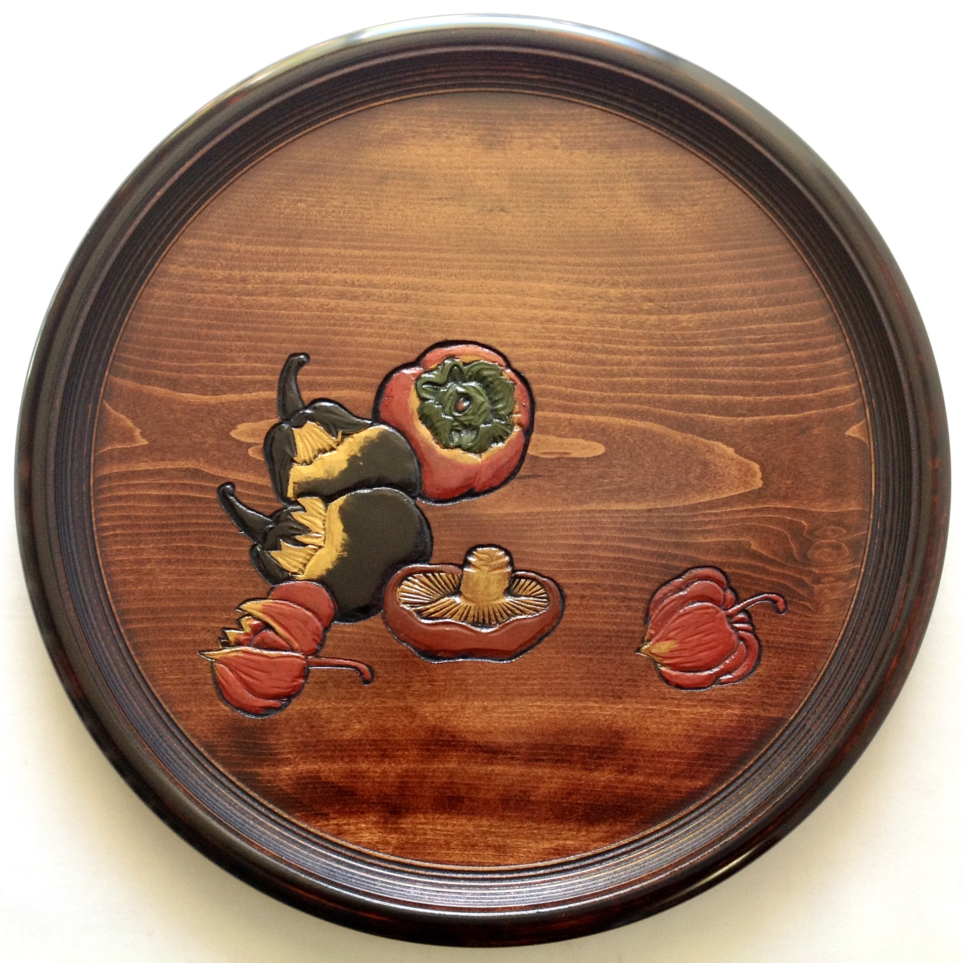 丸膳 尺3（39cm）野菜/果物 ｜ 岡山特産 烏城彫（うじょうぼり）～日本