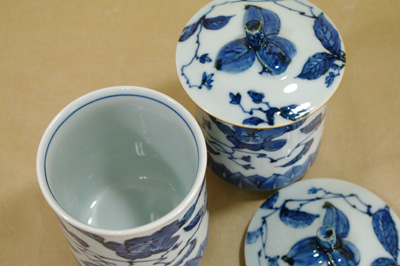 旭窯(椿窯） 故宮の春 組湯呑 瀬戸染付 【器道楽】