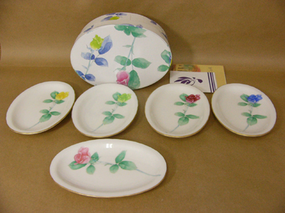 香蘭社 ローズガーデン小判皿 5枚 【器道楽】