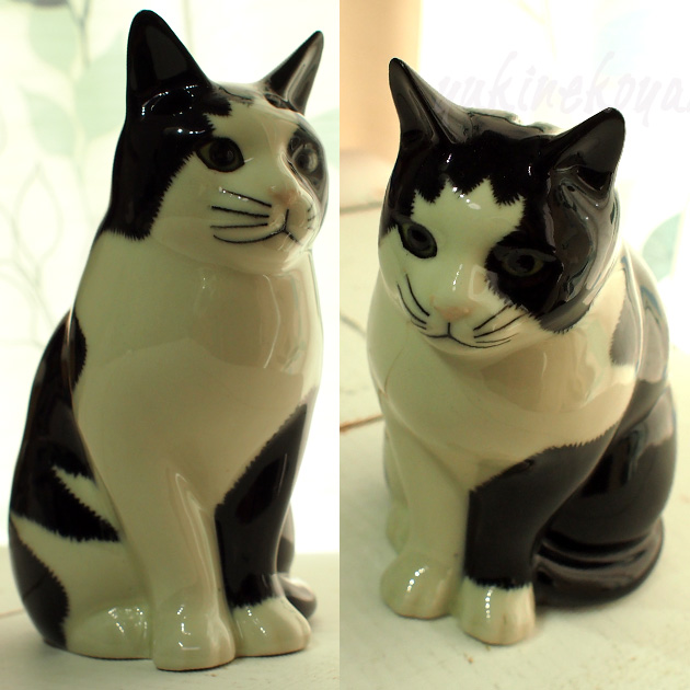 猫の貯金箱 BARNEY 白黒【イギリスQuail Ceramics クウェイル