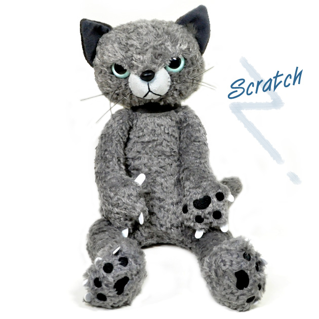 米田民穂 Scratchスクラッチ 灰色猫ぬいぐるみ グレイ::猫雑貨・猫
