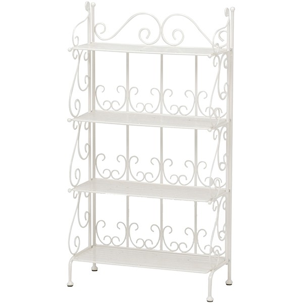 エレガントなアイアンラック（ホワイト）：オシャレ家具のお店 Acorn