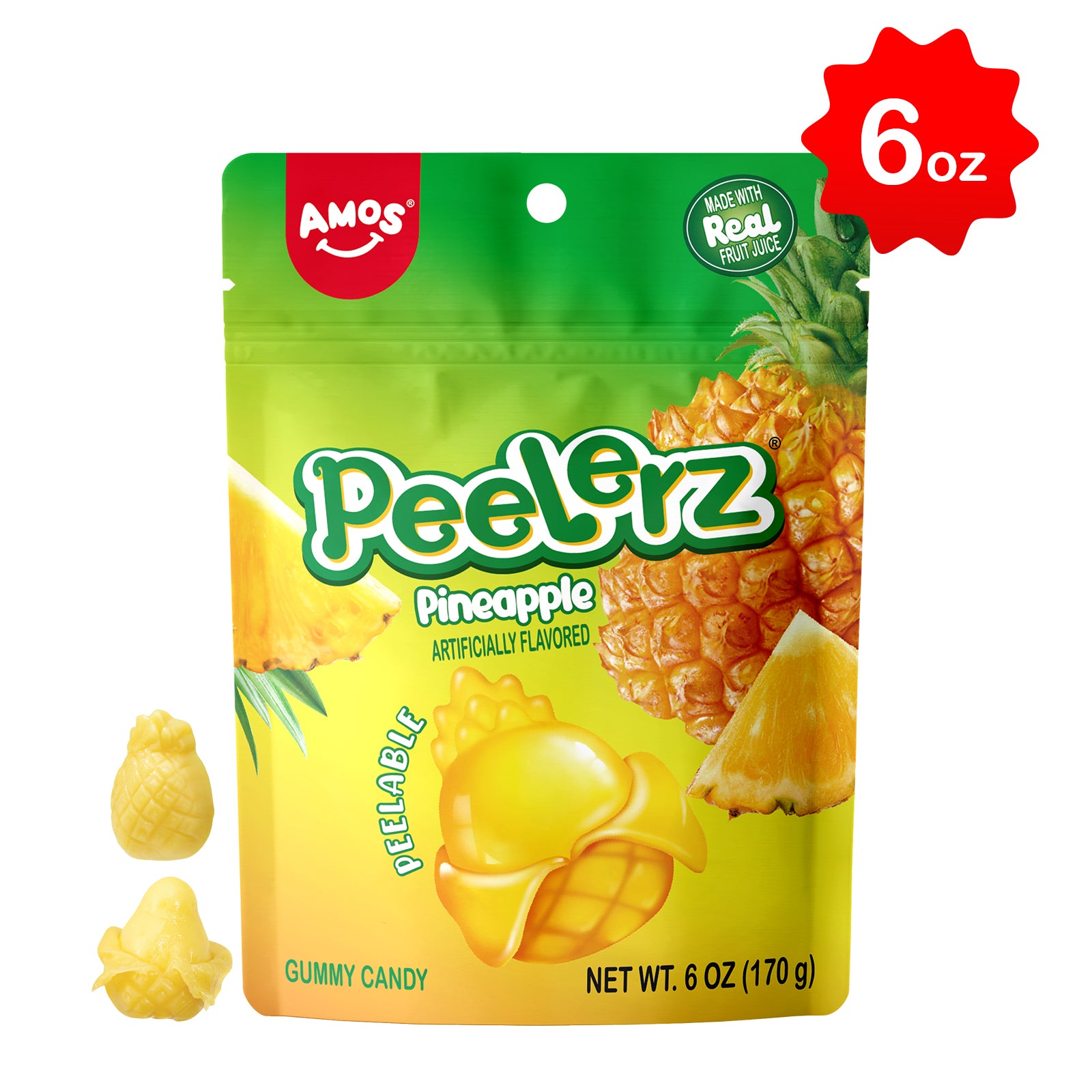 Peelerz - Peelable Gummy Pineapple Flavor - 6oz – Amos Sweets