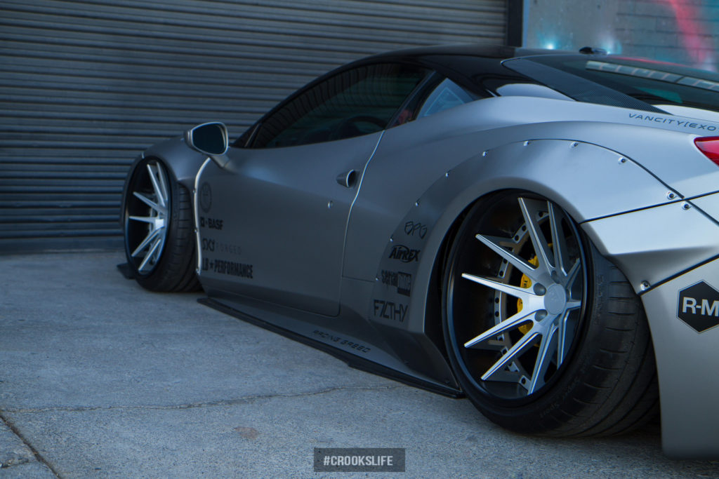 Liberty Walk Matte Silver Ferrari 458 Italia w/ ARMYTRIX Exhaust