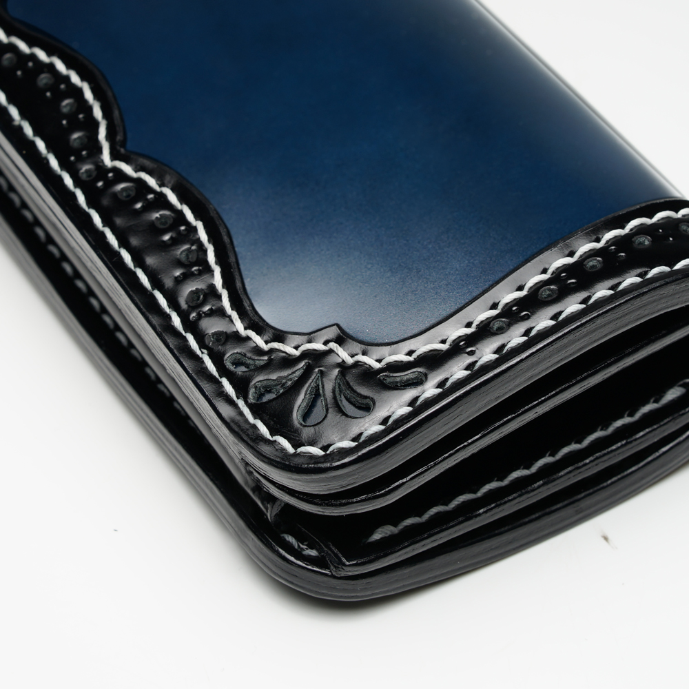 革財布・革製品のビーズ屋｜コードバンミドルウォレット パンチング