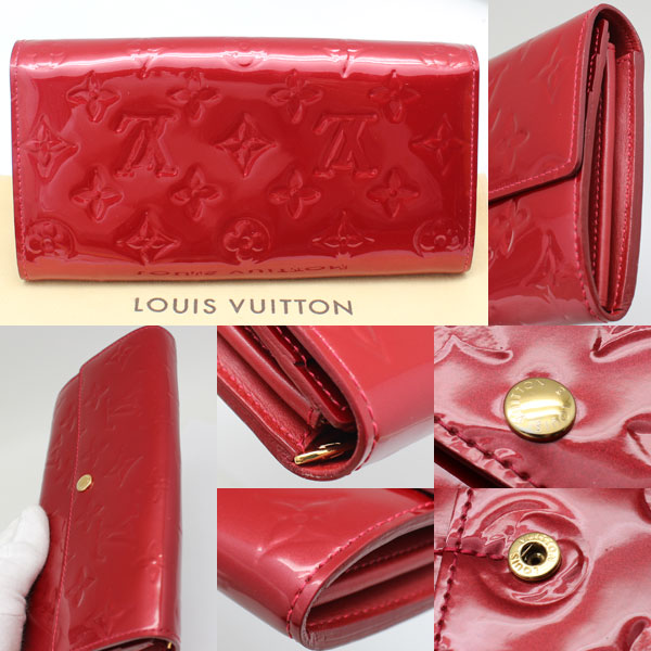 ルイヴィトン ヴェルニ ファスナー長財布 ポルトフォイユサラ レッド