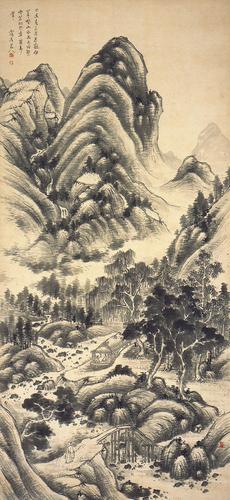 紙本墨画 山水図(高久靄がい作)／那須塩原市