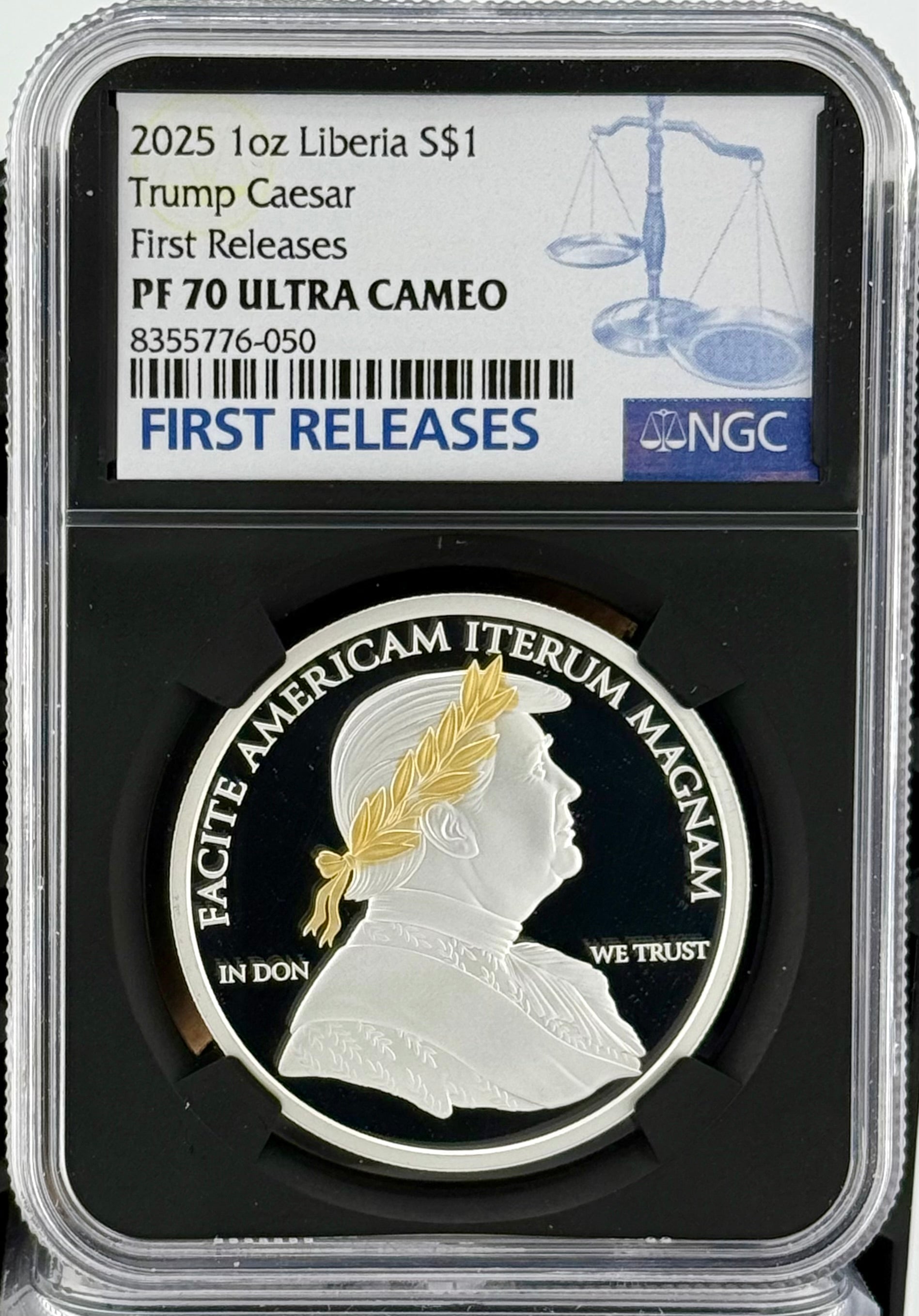 2025 Liberia Trump Caesar 1 oz Silver Coin NGC PF 70 UCAM FR | CoinsTV
