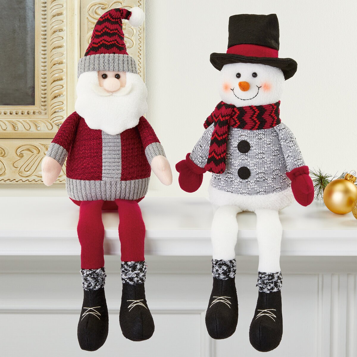 クリスマス シェルフシッター ぬいぐるみ2個セット サンタ＆スノーマン